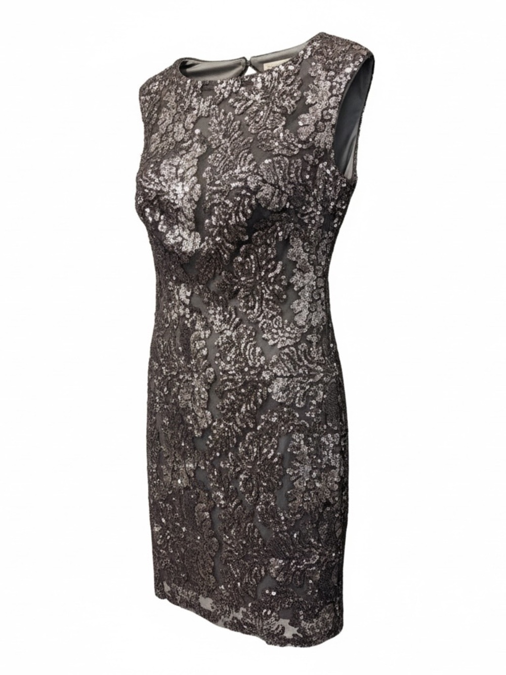 Lauren Ralph Lauren Charcoal Sequin Lace Midi Dress size 6 NWT
